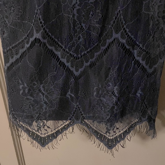 Free People NWOT RARE Gunmetal Lace Slip Dress Scallop Hem Cocktail Party Sm 8 - Picture 5 of 8
